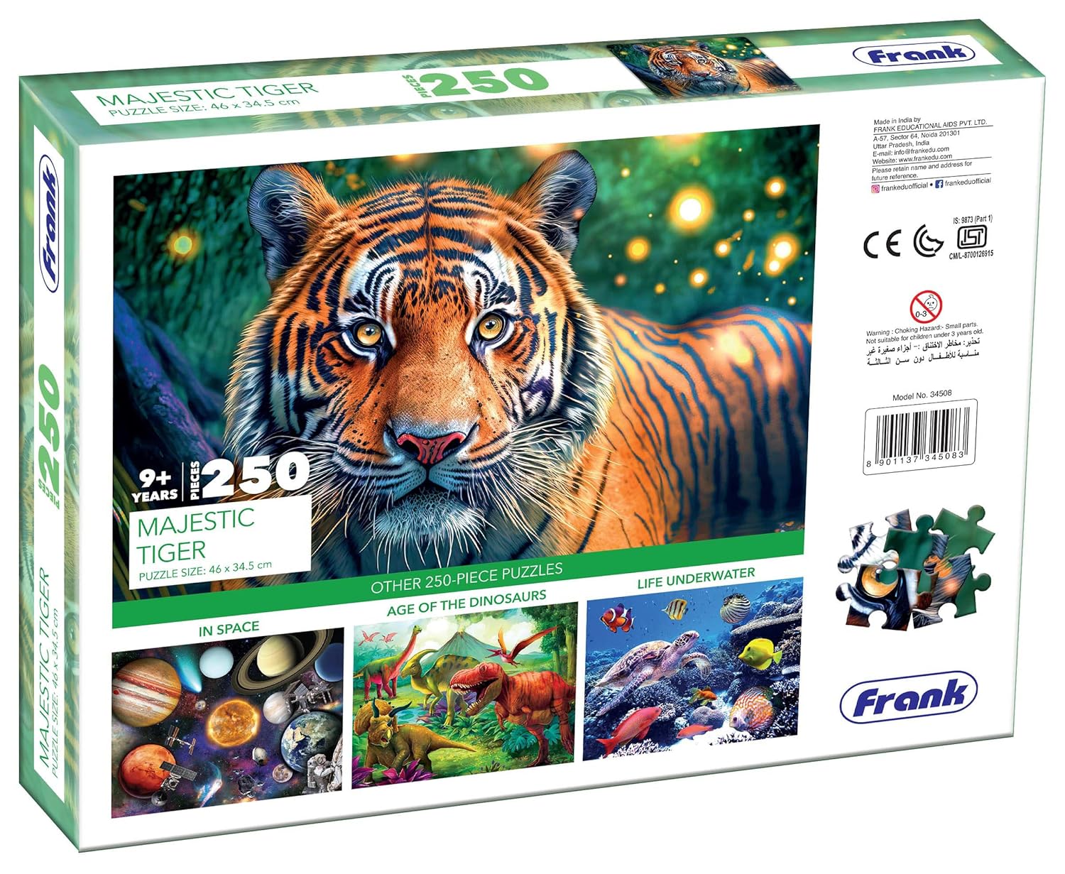 Frank Majestic Tiger Jigsaw Puzzle (250 Pieces) for Kids Above 9+ Years - Fun & Challenging Brain Booster Games | Educational Puzzle for Focus and Memory