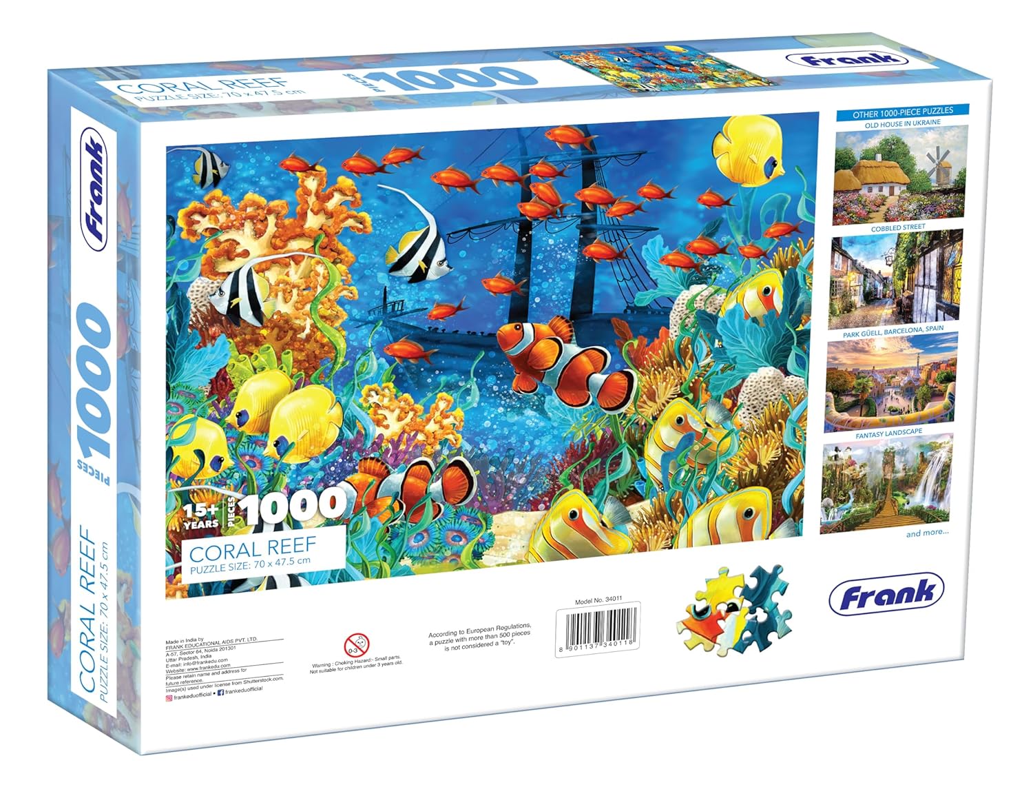 Frank Coral Reef Jigsaw Puzzle (1000 Pieces) for Adults and Kid Above 15+ Years- Realistic Illustrations -Fun & Challenging Brain Booster Games - for Focus and Memory