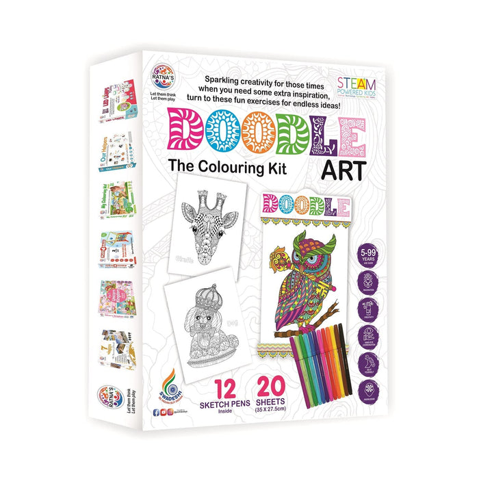 Doodle Art The Colouring Kit let The Child Learn with Fun Along with This Coloring kit | Having 20 Sheets & 12 Sketch Pens