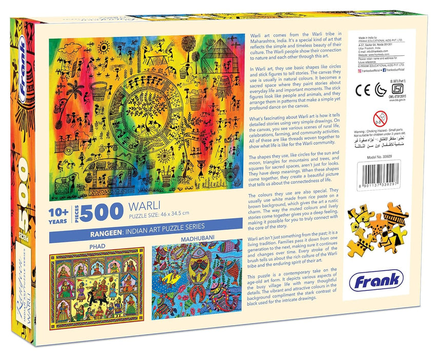 Frank Warli Art Jigsaw Puzzle (500 Pieces) for Adults and Kid Above 10+ Years-Traditional Rangeen Indian Art -Fun & Challenging Brain Booster Games - for Focus and Memory