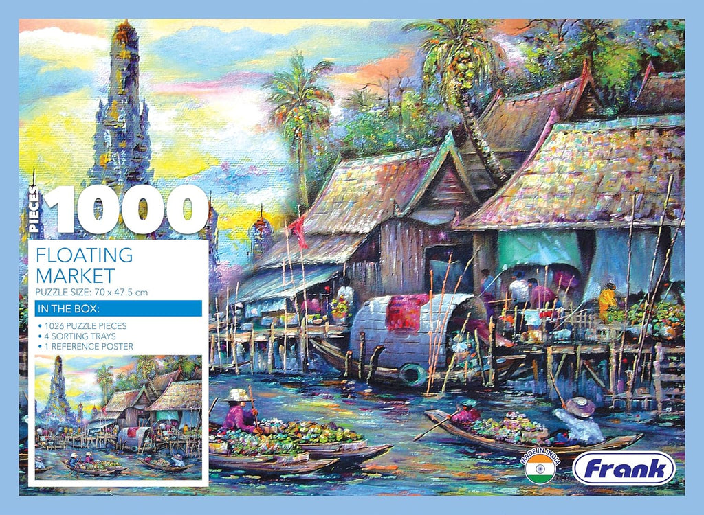 Frank Floating Market Jigsaw Puzzle (1000 Pieces) for Adults and Kid Above 15+ Years-Realistic Illustrations-Fun & Challenging Brain Booster Games - for Focus and Memory