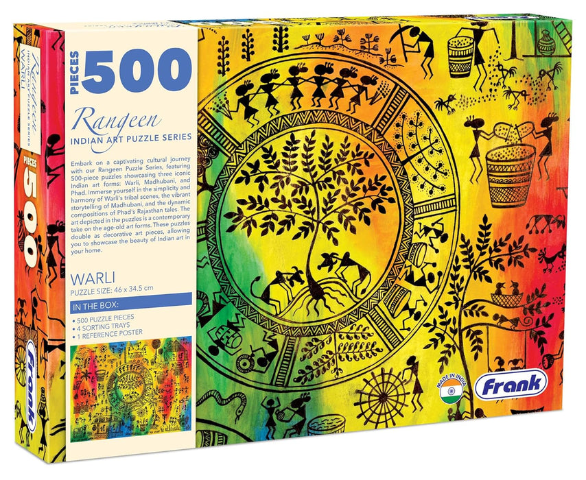 Frank Warli Art Jigsaw Puzzle (500 Pieces) for Adults and Kid Above 10+ Years-Traditional Rangeen Indian Art -Fun & Challenging Brain Booster Games - for Focus and Memory