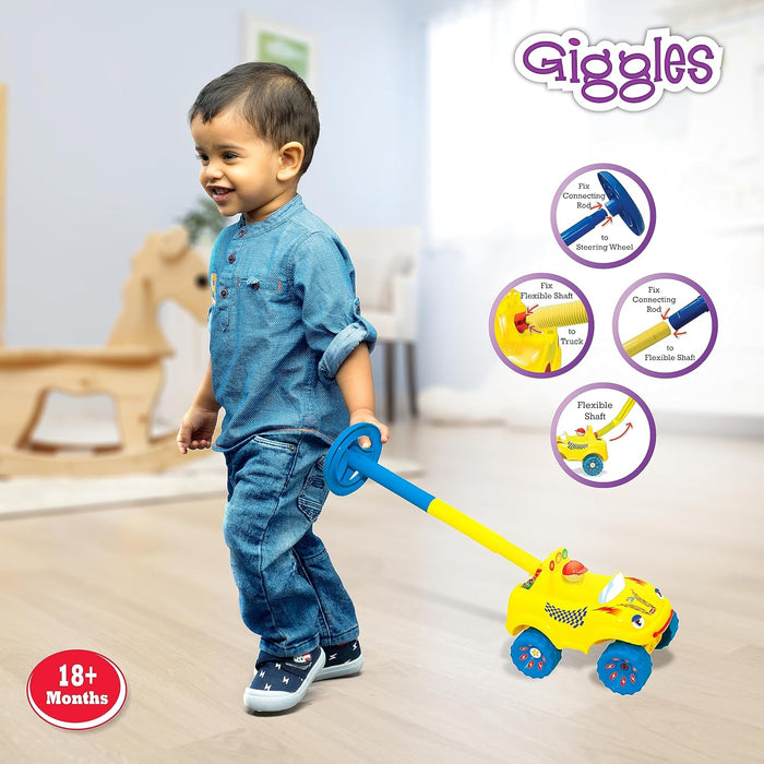 Funskool Giggles - Walk N Drive Truck, Push And pull toy for kids, Steering wheel toy, Encourages Walking and Pretend Play, 18 Months & Above, Infant And Preschool Toys, Multicolour