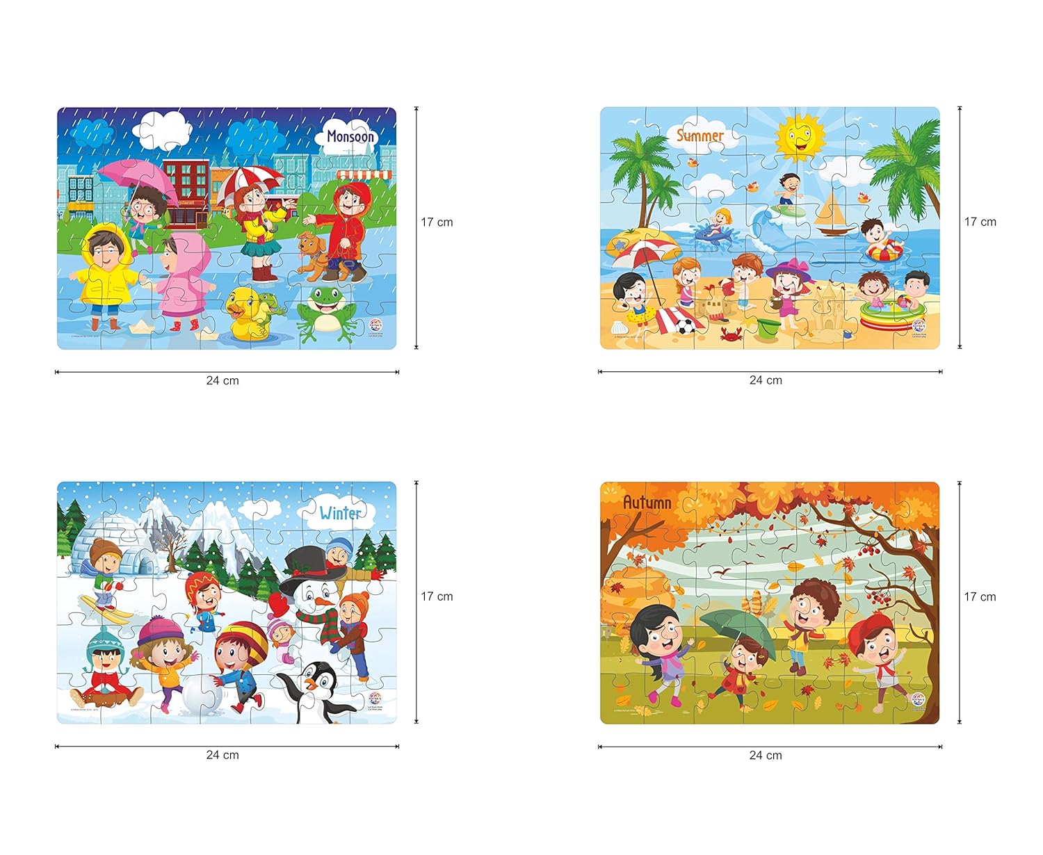 Ratna's 4 in 1 Indian Seasons Jigsaw Puzzle for Kids - Set of 4 | 35-Piece Puzzles | Educational Toy for Cognitive Development | Vibrant Colors | Puzzle Guide Included | Ages 3 and Up