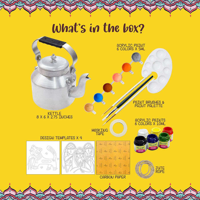 Kalakaram DIY Kalighat Kettle Painting Kit, Indian Ethnic Art Form Painting Kit, Foster Creativity & Self-Expression in Kids, DIY Kit for Kids, Activity Kit for Kids