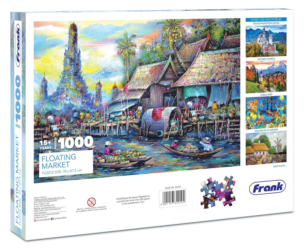 Frank Floating Market Jigsaw Puzzle (1000 Pieces) for Adults and Kid Above 15+ Years-Realistic Illustrations-Fun & Challenging Brain Booster Games - for Focus and Memory