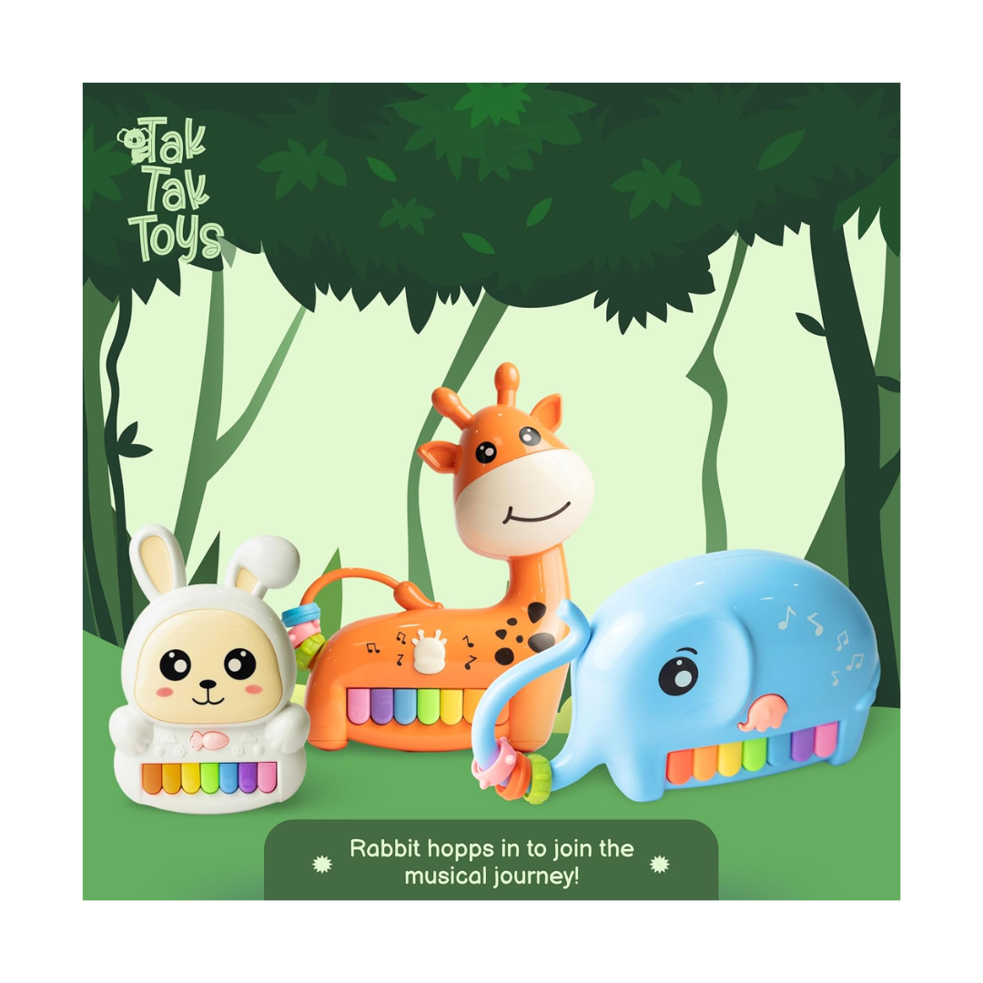 TAK TAK TOYS' Rabbit Piano | Animal Piano Toy for Kids | Musical Toy for Hand-Eye Coordination and Creative Development for 1+ Years