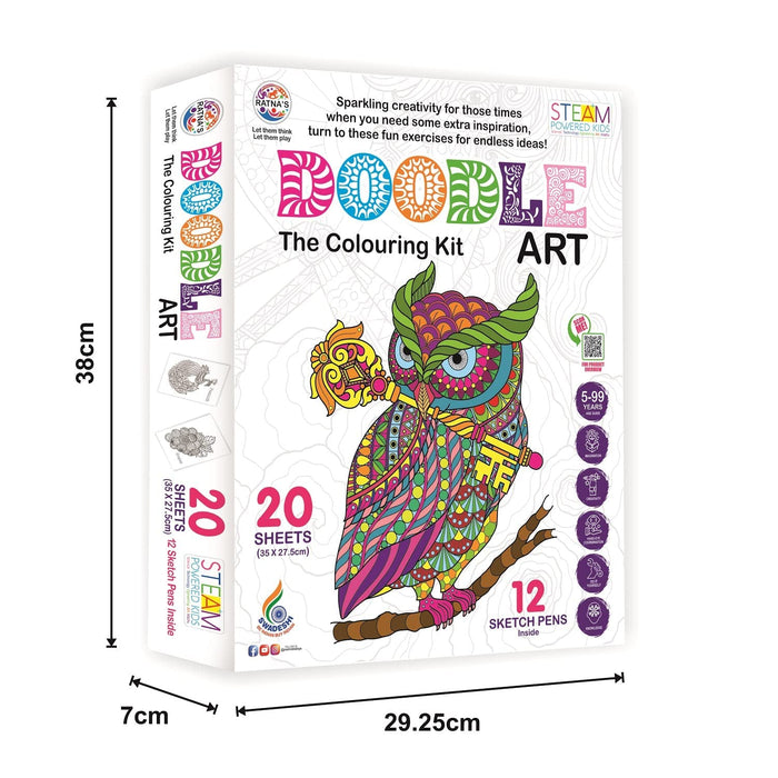 Doodle Art The Colouring Kit let The Child Learn with Fun Along with This Coloring kit | Having 20 Sheets & 12 Sketch Pens