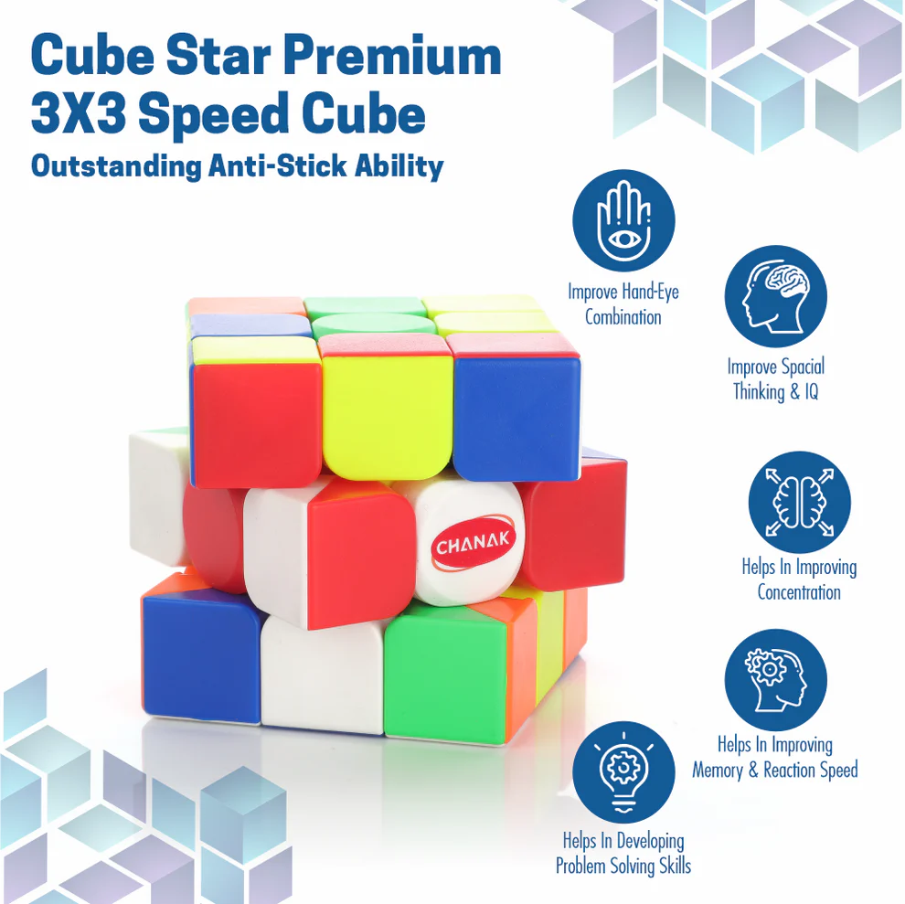 Chanak Cubestar 3x3 Highspeed Stickerless Cube Rubic Puzzle for Kids