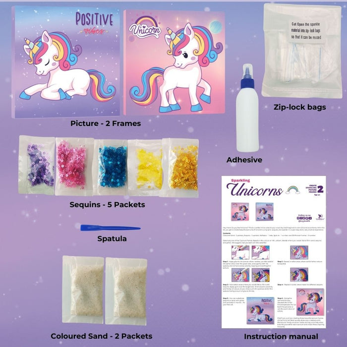 Sparkling Unicorns Magic Sand & Sequin Art & Craft Kit for Kids 5 Years & Above