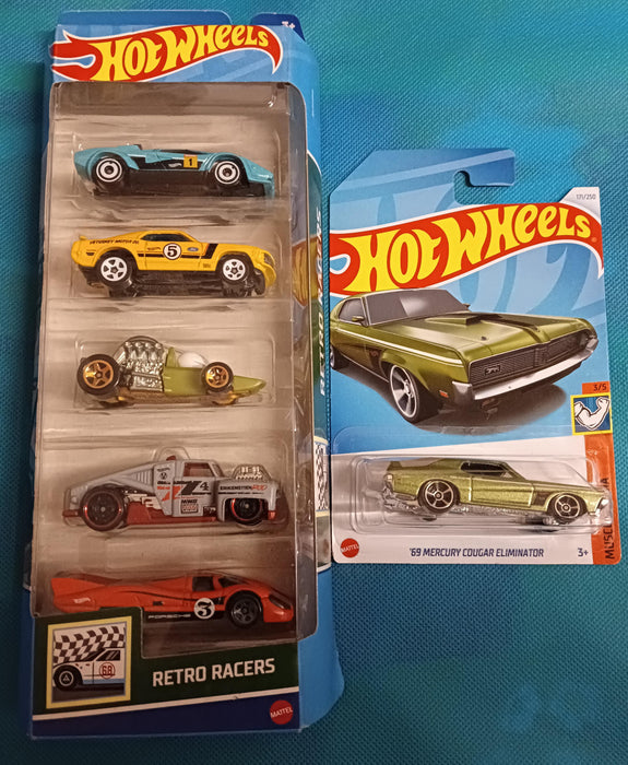 69 Mercury Cougar Eliminator + HW Retro Racer 5 Car set combo