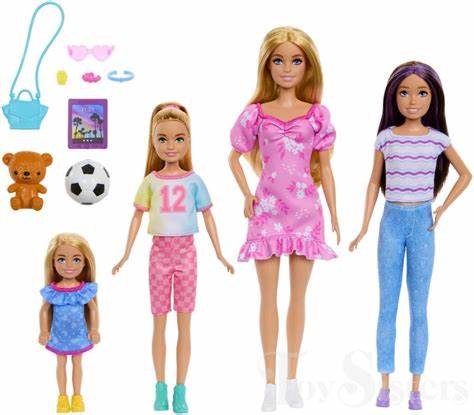 Barbie Sister Doll Set With Clothes & Accessories, Includes Barbie, Skipper, Stacie, & Chelsea