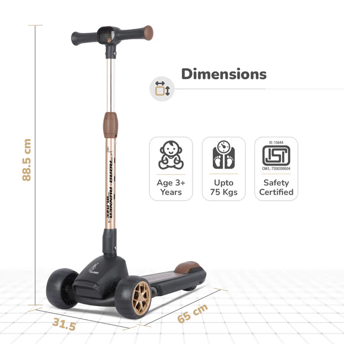 Road Runner Blaze Scooter For Kids With PU LED Wheels And LED lights