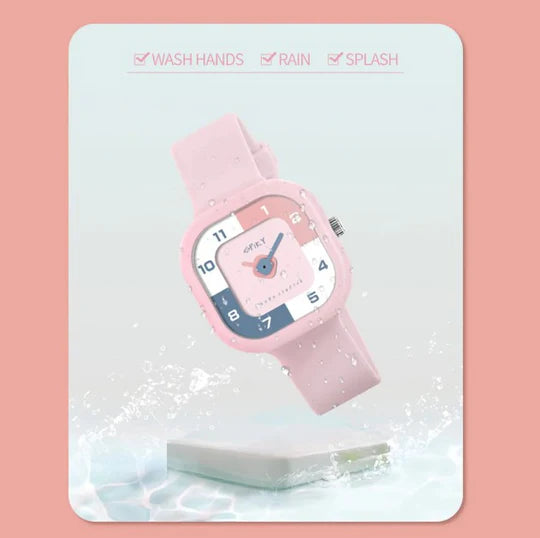 Spiky Square Analog Watch For Kids - Pink