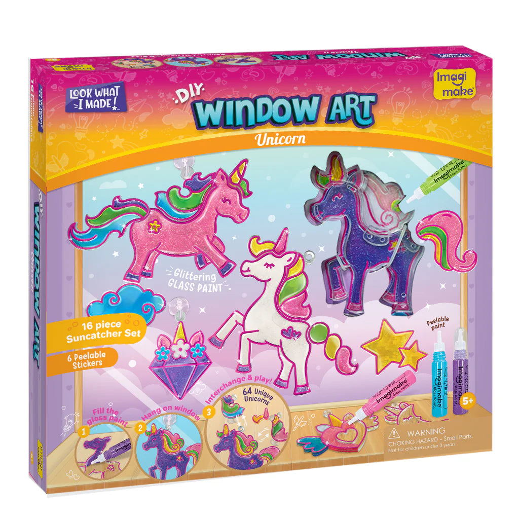 Imagimake Window Art Unicorn | Glass Painting Kit | Art and Craft Kit for Girls 6-8 | Toys for Girls | Sun Catcher Kit | Unicorn Gifts for Girls Age 6-8 | Birthday Gift for Girls 5+ Years, Multicolor