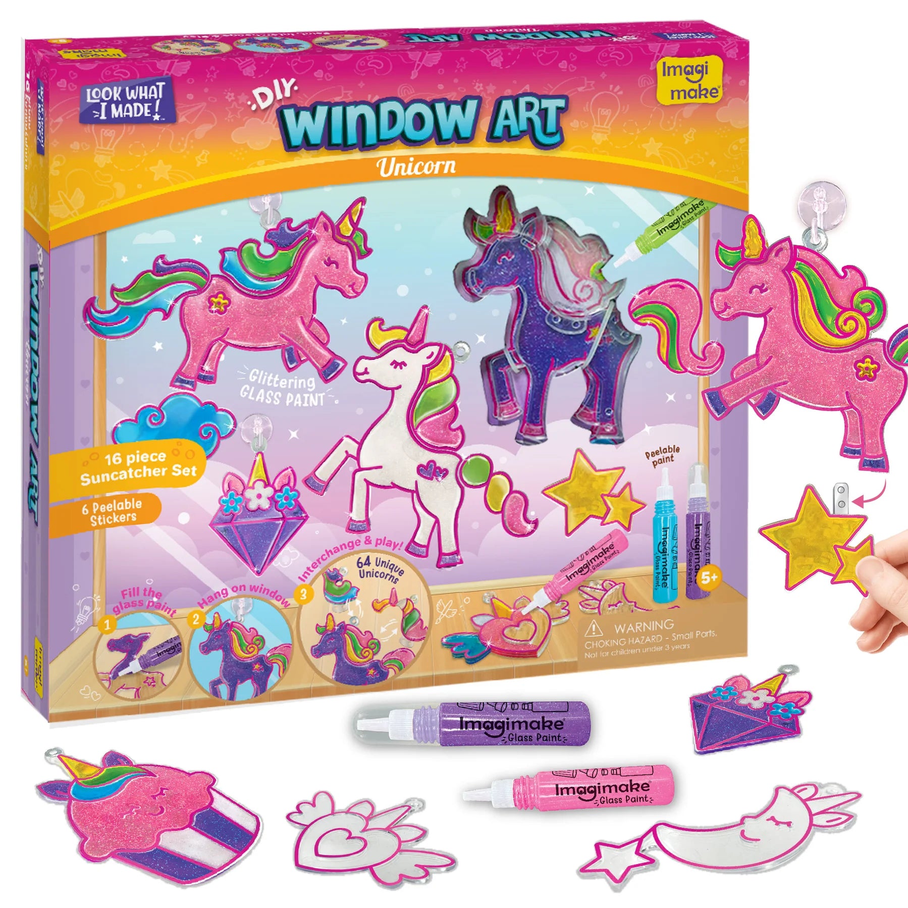 Imagimake Window Art Unicorn | Glass Painting Kit | Art and Craft Kit for Girls 6-8 | Toys for Girls | Sun Catcher Kit | Unicorn Gifts for Girls Age 6-8 | Birthday Gift for Girls 5+ Years, Multicolor