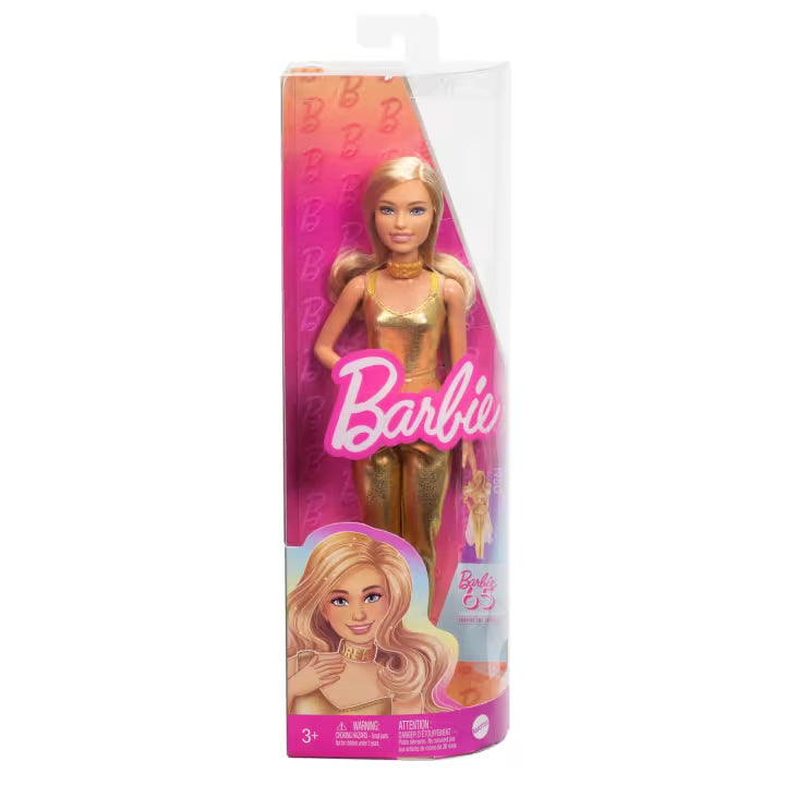 Mattel Barbie Fashionistas Doll , Petite With Blonde Wavy Hair, Golden Jumpsuit, 65Th Anniversary