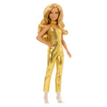 Mattel Barbie Fashionistas Doll , Petite With Blonde Wavy Hair, Golden Jumpsuit, 65Th Anniversary