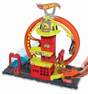 Hot Wheels City Super Loop Fire Station Playset, Track Set With 1 Toy Car